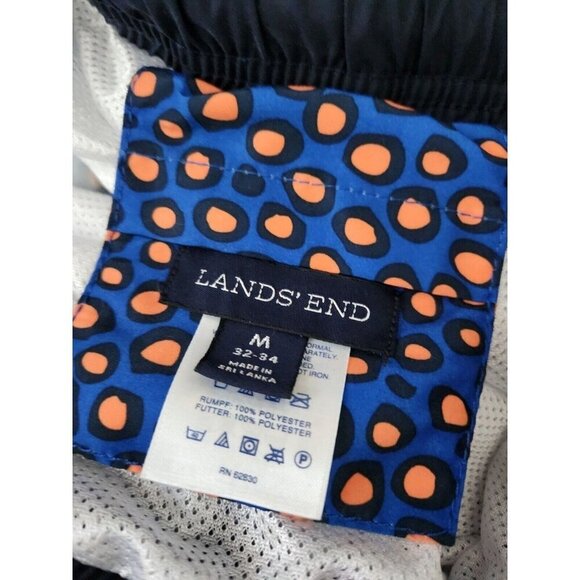 Lands End‎ mens M swim trunks blue orange circles lined drawstring - Picture 3 of 5